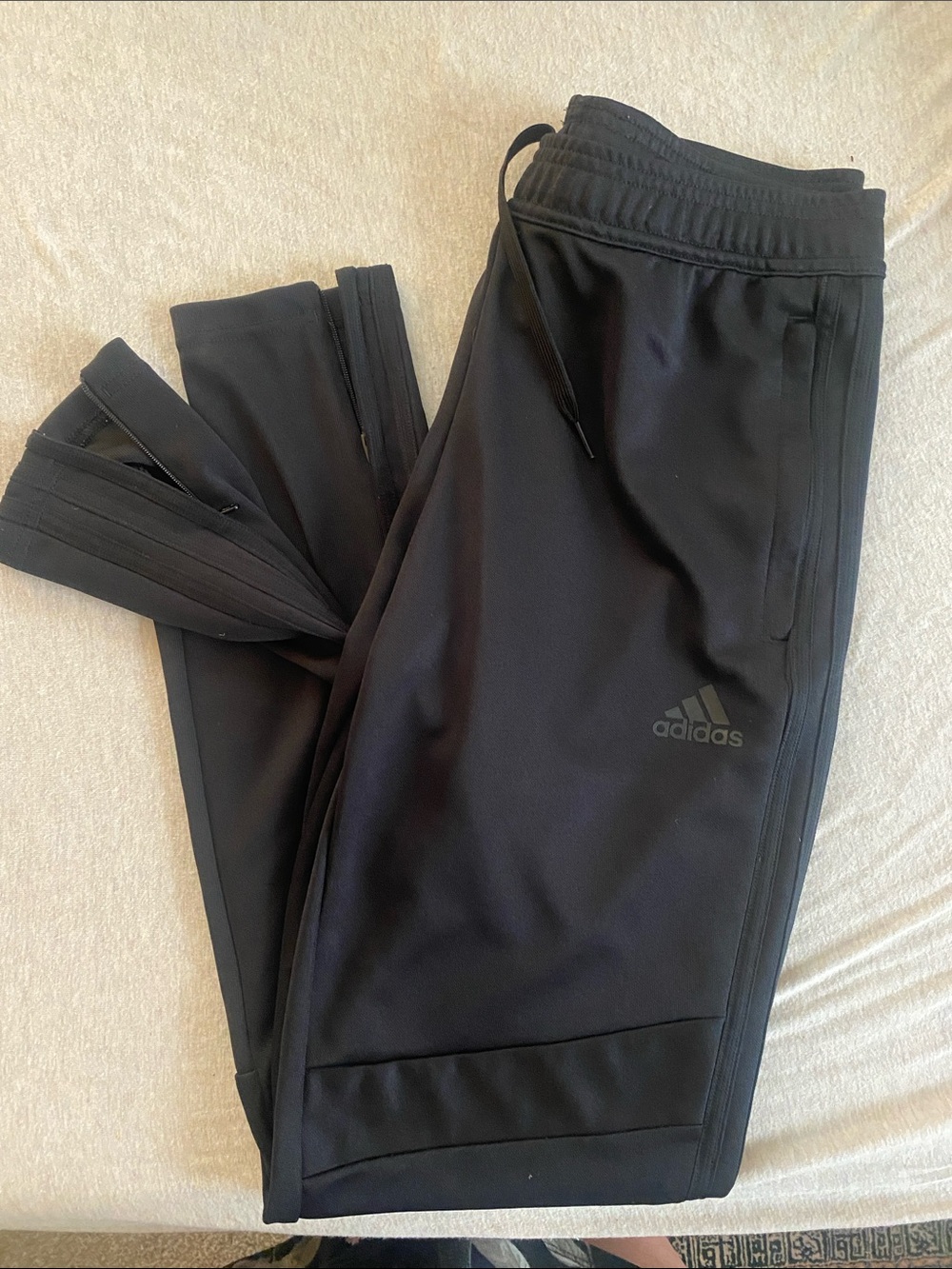 adidas Black Athletic Joggers with Ankle Zips